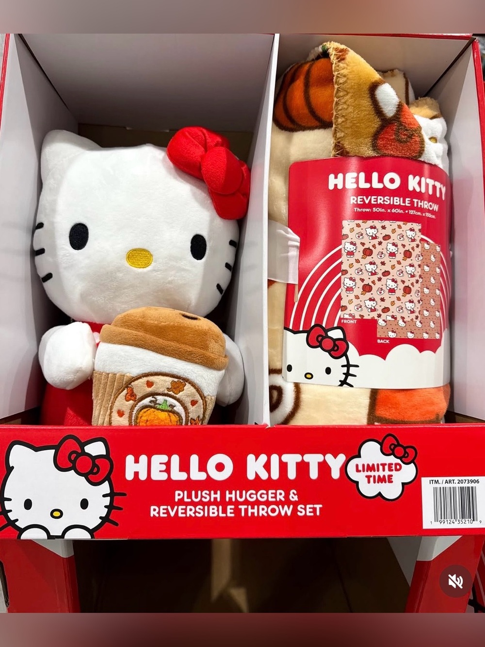 Hello Kitty plush hugger and reversible Throw set BRAND NEW in Box Pumpkin Spice